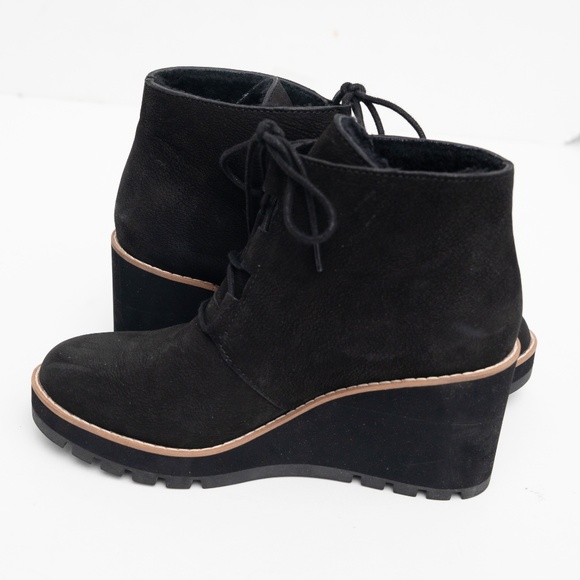 Eileen Fisher -  Alpine Suede Lace-Up Wedge Booties - Picture 7 of 8